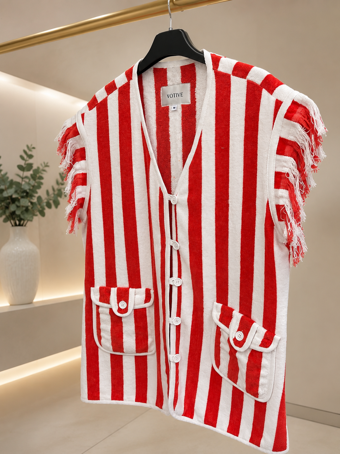 The Coral Stripe Towelling Beach Dress & Pouch