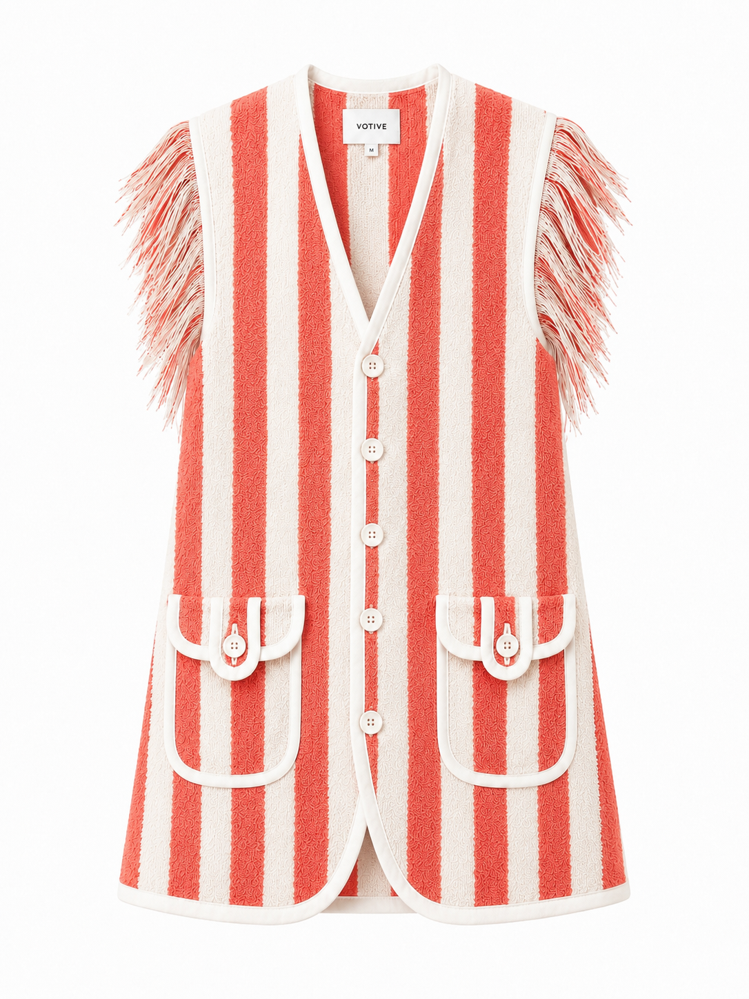 The Coral Stripe Towelling Beach Dress & Pouch