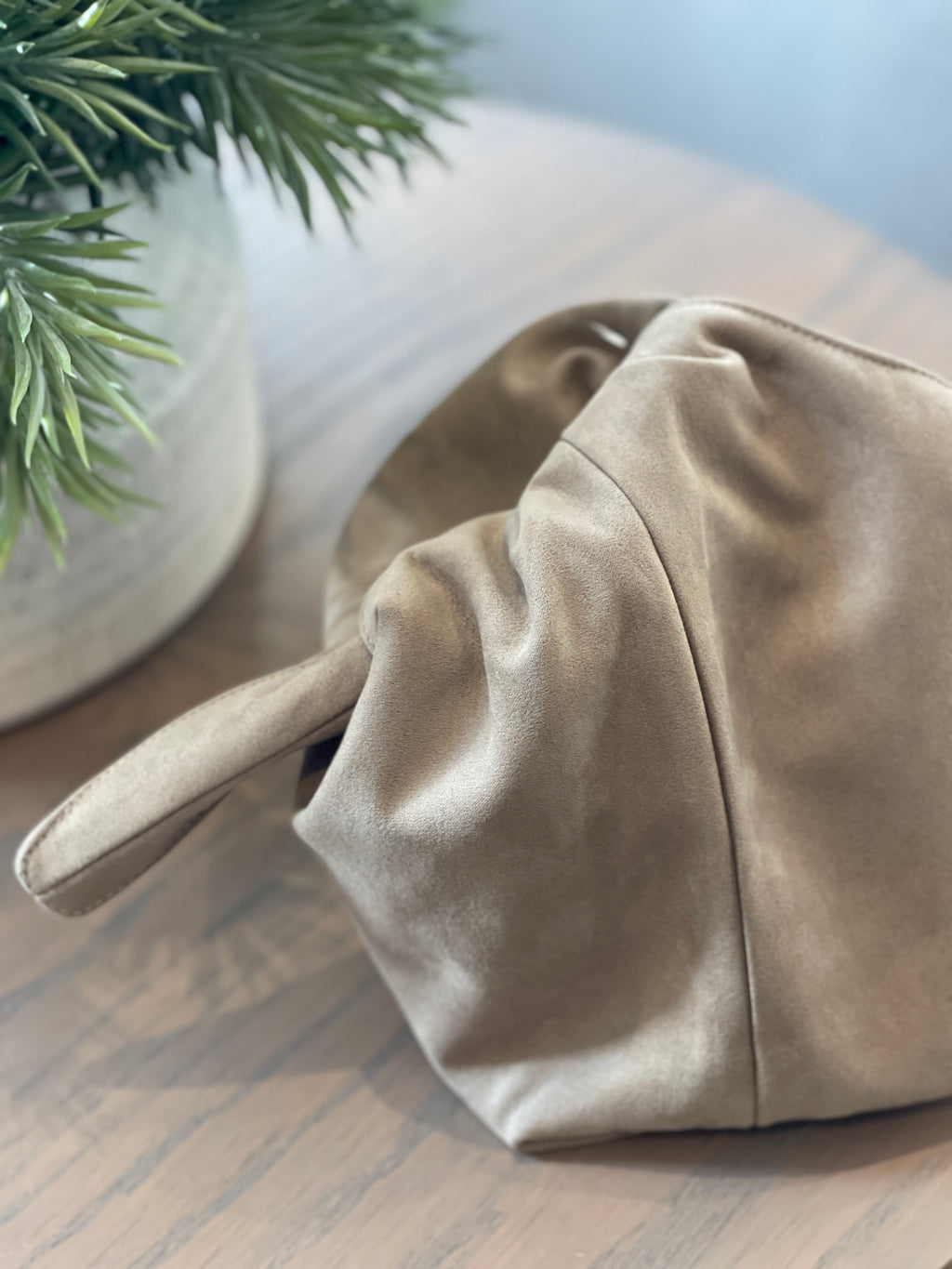 The Sand Suede Kiss Clutch Bag