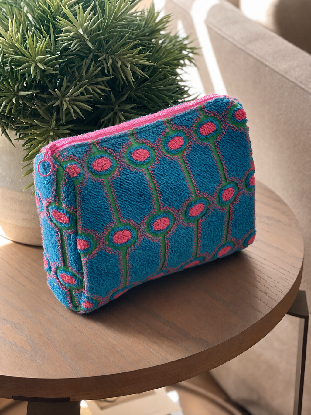 Peacock Blue Towelling Pouch
