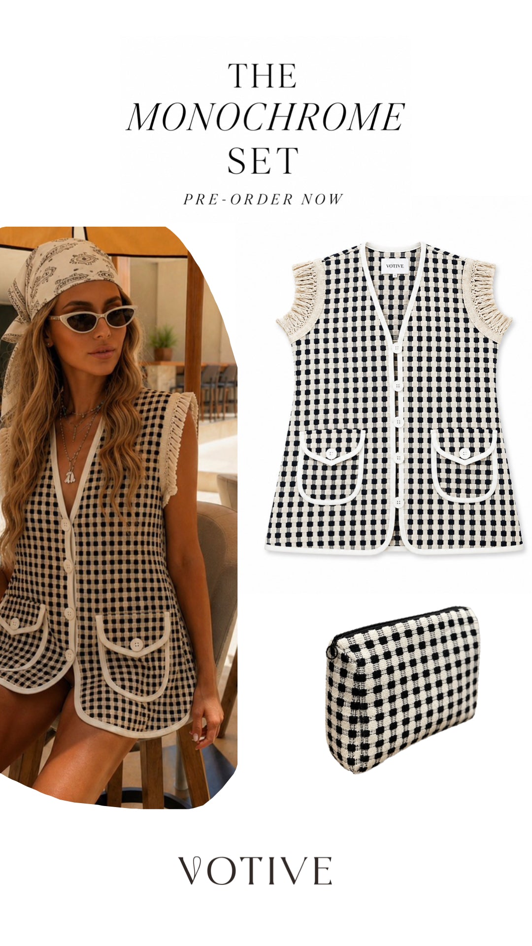 Monochrome Towelling Pouch Bag