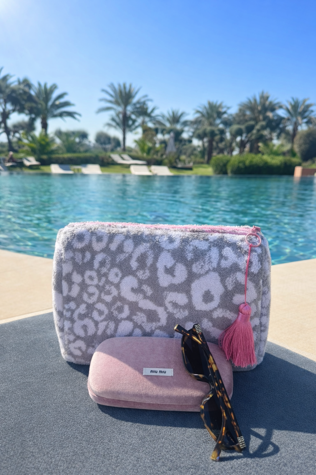 Leopard Towelling Pouch Bag