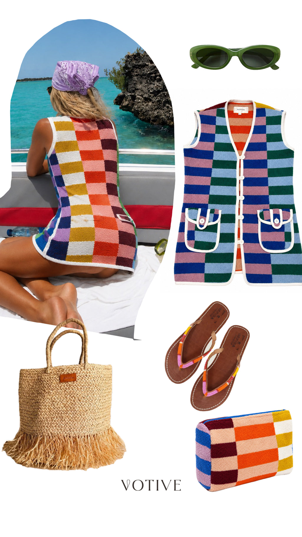 Colourblock Towelling Beach Dress