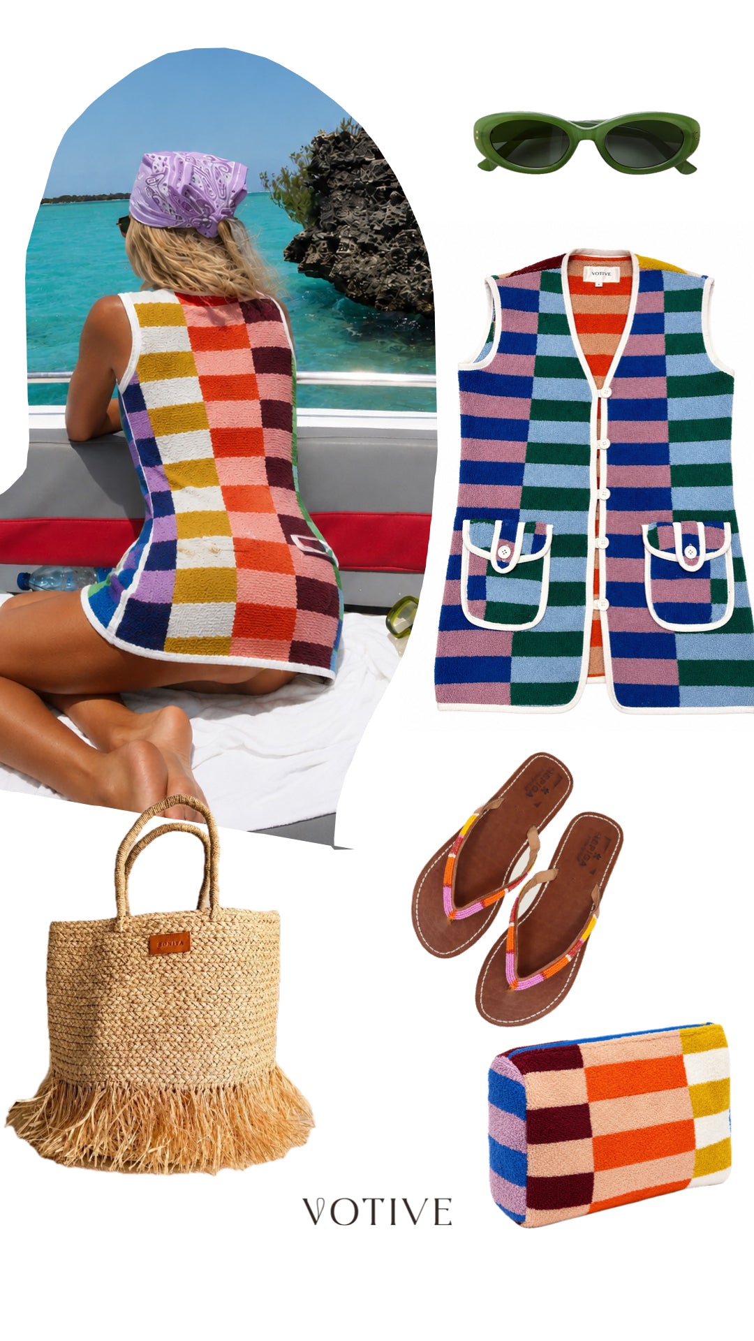 Colourblock Towelling Beach Dress