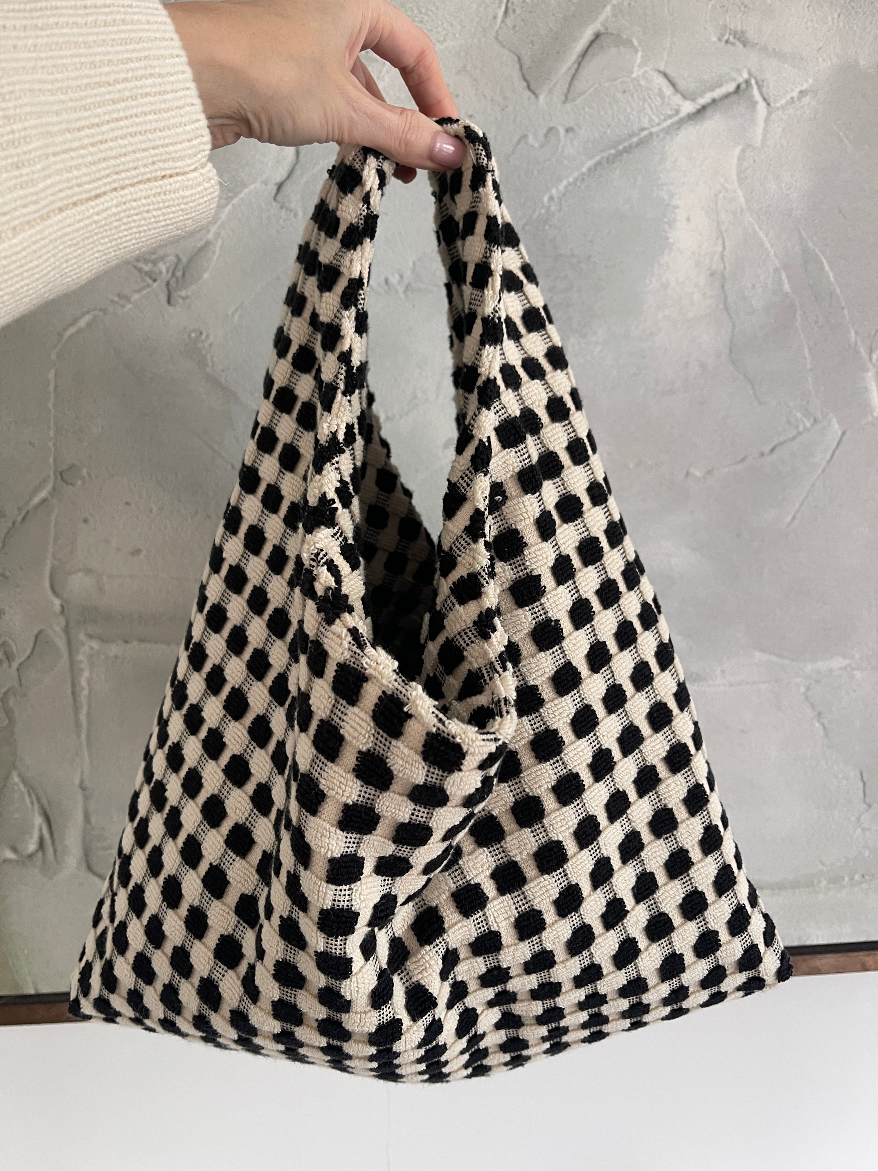 Monochrome Towelling Hobo Bag