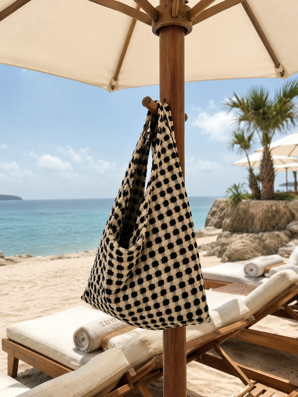 Monochrome Towelling Hobo Bag