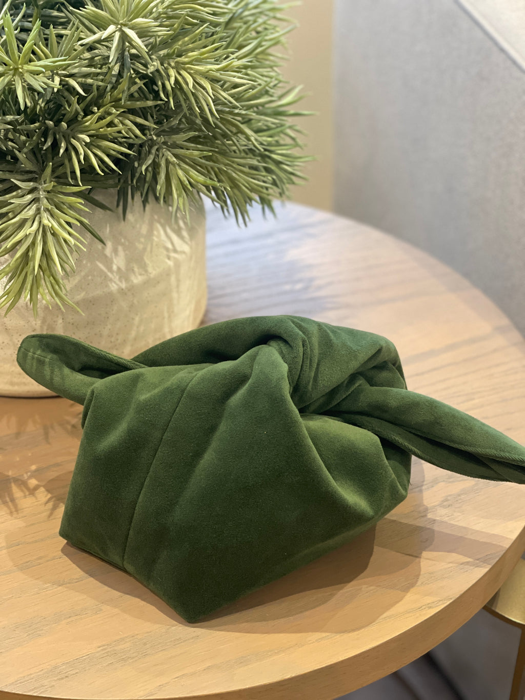The Pimento Green Velvet Kiss Clutch Bag