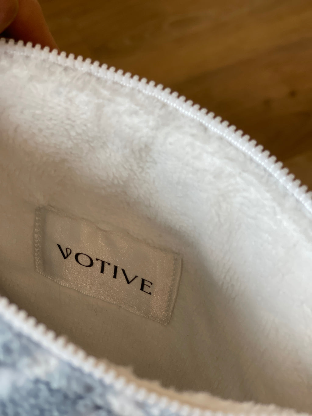 Luxury towelling beach pouch with zip