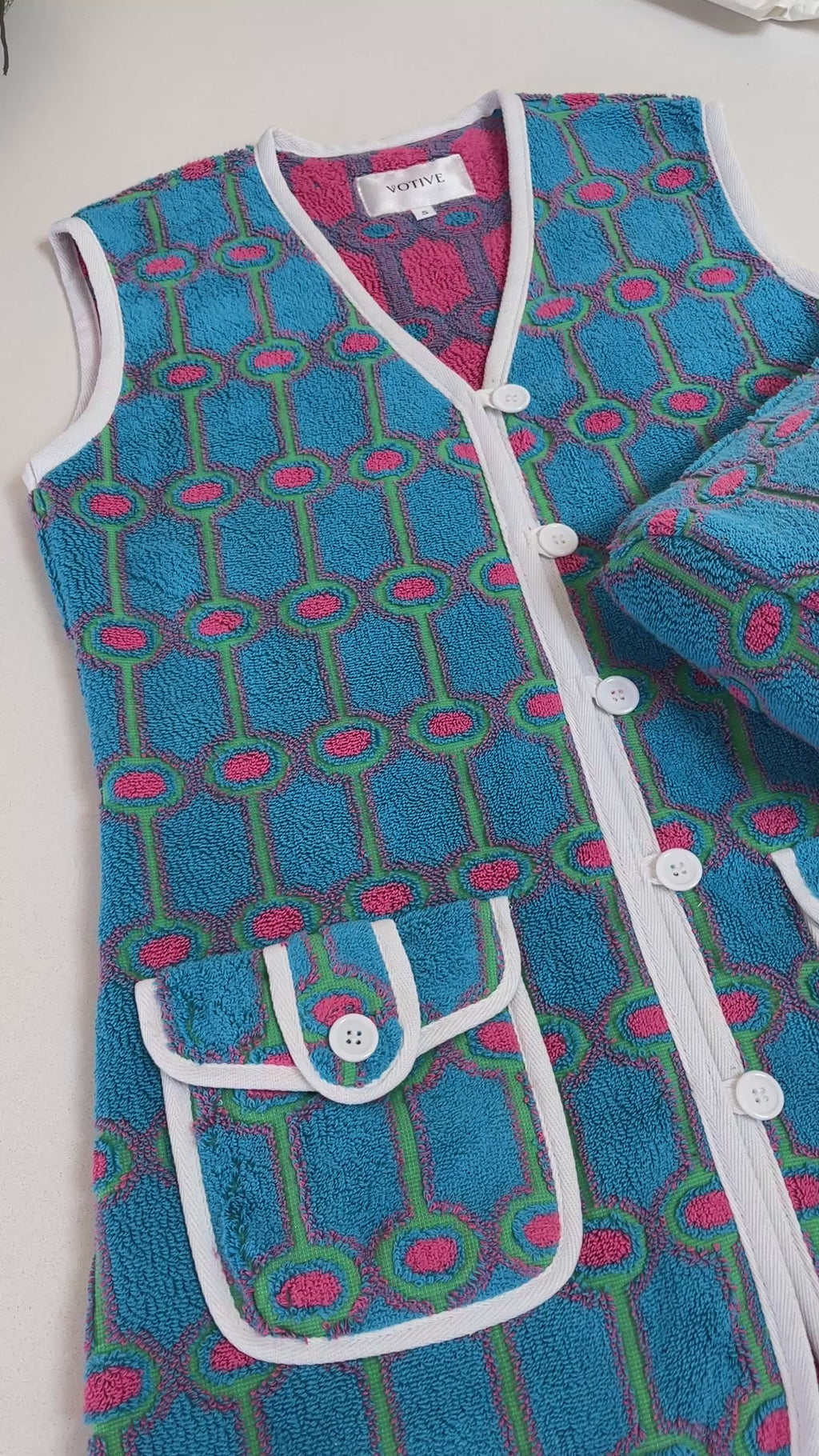Peacock Blue Towelling Beach Dress