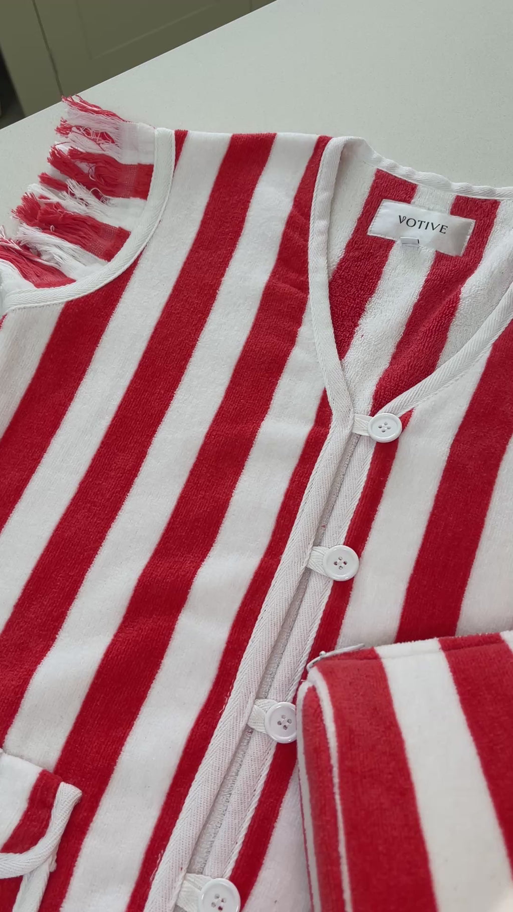 The Coral Stripe Towelling Beach Dress & Pouch